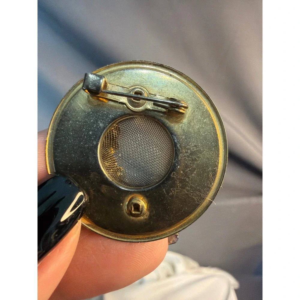 Vintage Antique Miniture Hat Perfume Diffuser Brooch Scent Fragrance Pin